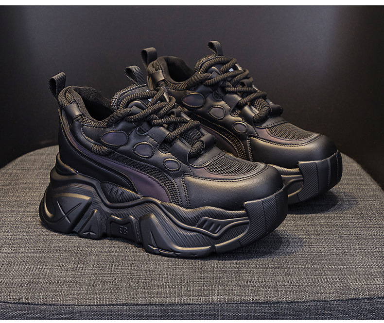 Giày sneaker nữ đế xuồng tăng chiều cao, dáng chunky đế dày thoáng khí, phối màu đa dạng — M2516-2 đen trong suốt lưới, M2516 kaki một lớp bên trong, M2516-1 trắng be lót nhung, M2516-1 màu đen lót nhung chi tiết 49