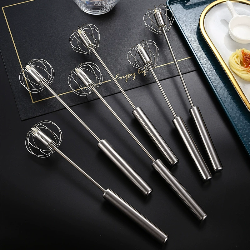 Stainless steel semi -automatic eggbeater presses the rotating eggs egg cream cream mixer kitchen baking tool