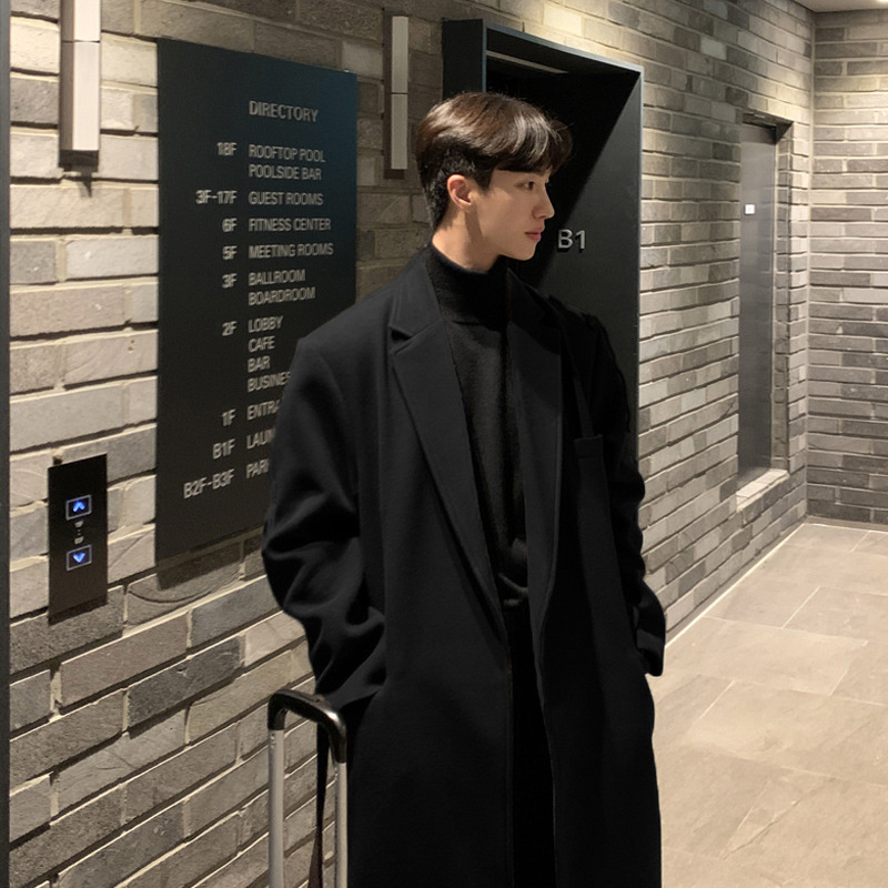 Foreign Trade Cross-Border 2025 Autumn/Winter Thickened High-End Belted Woolen Coat for Men, Loose Woolen Trench Coat - P80 Foreign Trade Cross-Border 2025 Autumn/Winter Thickened High-End Belted Woolen Coat for Men, Loose Woolen Trench Coat - P80