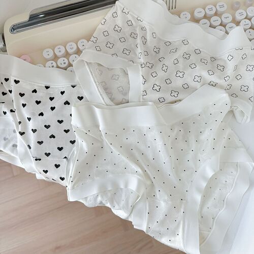 N8298 pure white girl series moxy cotton breathable, comfortable and soft polka dot girl mid-waist modal underwear