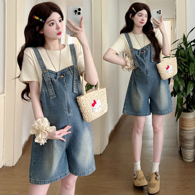 2026 Summer New Style Maternity Denim Overalls Shorts + Short-Sleeved Top Maternity Overalls Set 2026 Summer New Style Maternity Denim Overalls Shorts + Short-Sleeved Top Maternity Overalls Set