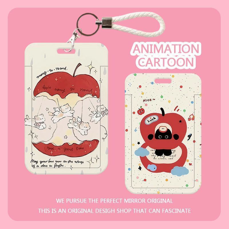 Rotating Red Apple Kitten Slide Card Holder Student Meal Card Id Card Protective Cover Card Holder for Bus and Campus Cards Rotating Red Apple Kitten Slide Card Holder Student Meal Card Id Card Protective Cover Card Holder for Bus and Campus Cards