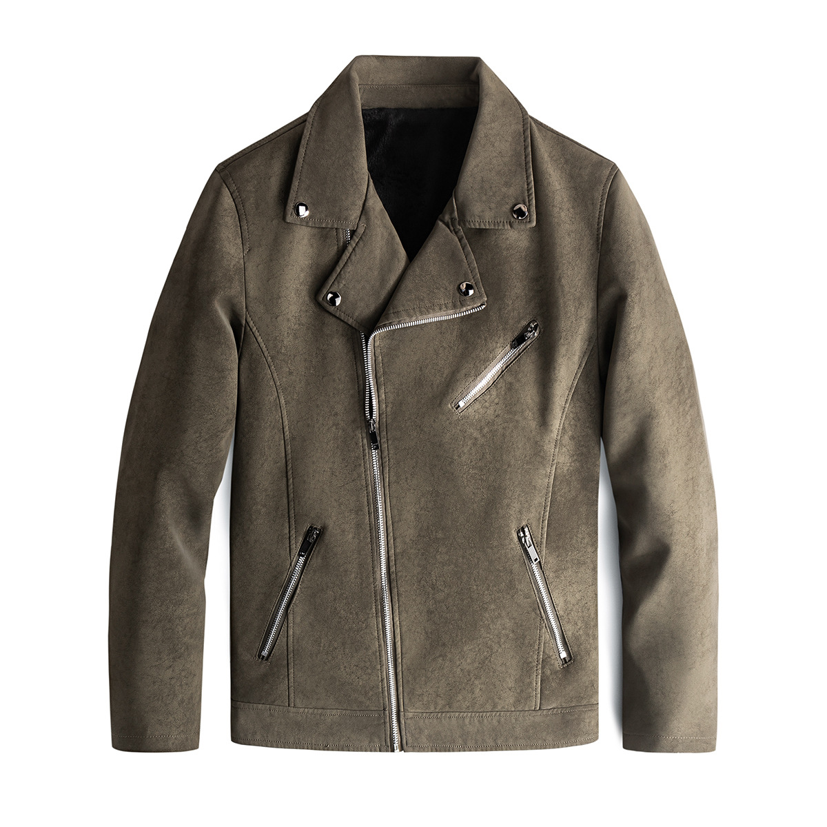 Muška moderna i lijepa jakna s flisom, uski kroj, kožna jakna s kosim patentnim zatvaračem, korejsko motociklističko odijelo, nova jesen/zima_voghion.com