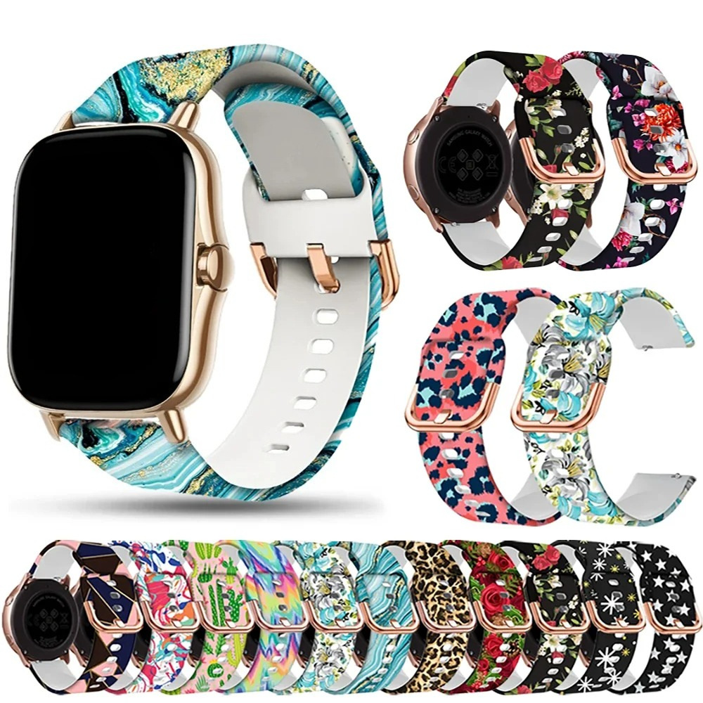 20mm Silicone Strap Printed Wristband Suitable for Garmin Huawei Gt6 Xiaomi Amazfit Gts4/S3