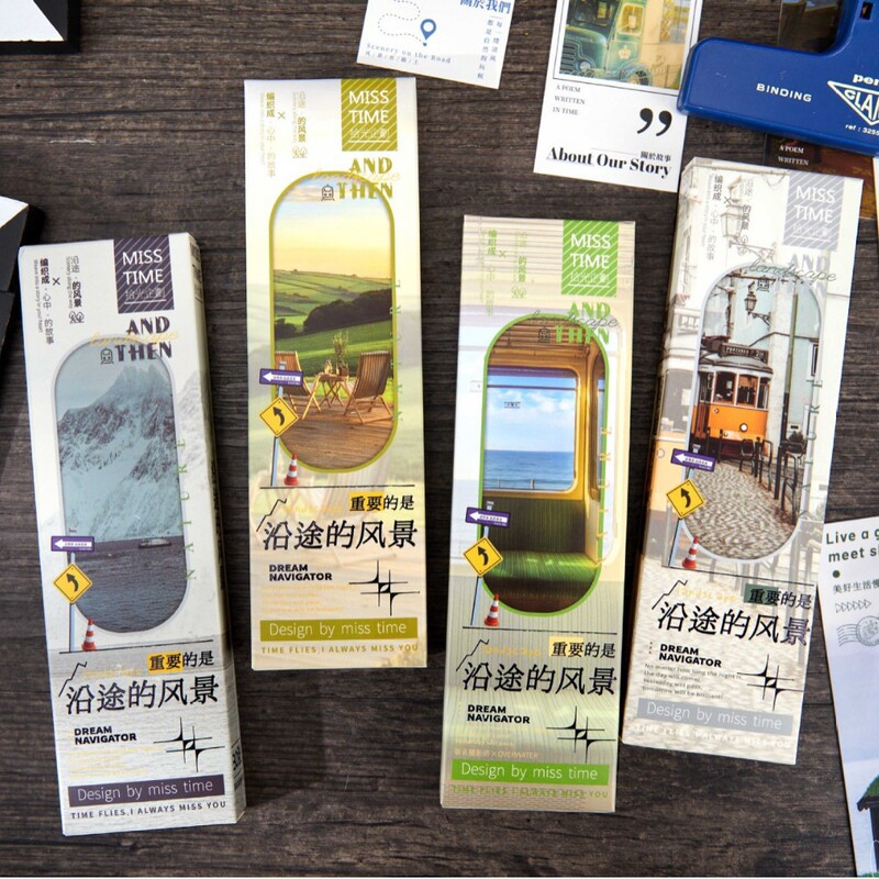 Light-Picking Bookmark Set Star Wish Rose Series Landscape Bookmark Paper Card Book Clip Student Cultural and Creative Small Gift