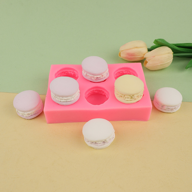 Nuevo 6-piece 3D macaron molde DIY jabón hecho a mano molde de comida de arcilla de silicona molde de hamburguesa