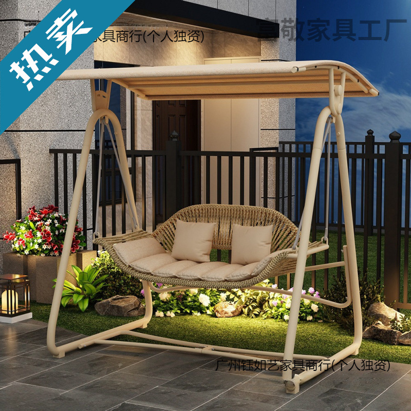 Outdoor Swing Hanging Chair Villa Courtyard Garden Rocking Chair Terrace Balcony Bed and Breakfast Lounge Chair Internet Celebrity Outdoor Double Hammock