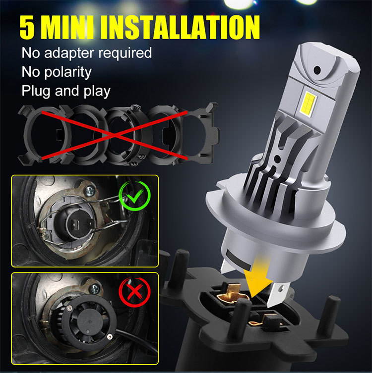 Cross-Border A51 Direct Plug-In High-Power Led Headlight H1H7H4H11Hb3 Ultra-Bright Integrated 1:1 Modified Car Light