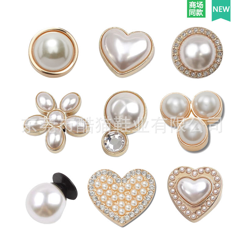 New Hole Shoes Decorative Buckle Accessories Metal Shoes Flower Shoe Buckle Cross Garden Shoes Upper Hardware Accessories Pearl