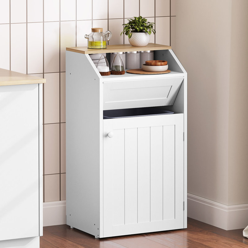 10 Gallon Garbage Cabinet White Factory Wholesale Production with Storage Space One Door Restaurant Kitchen