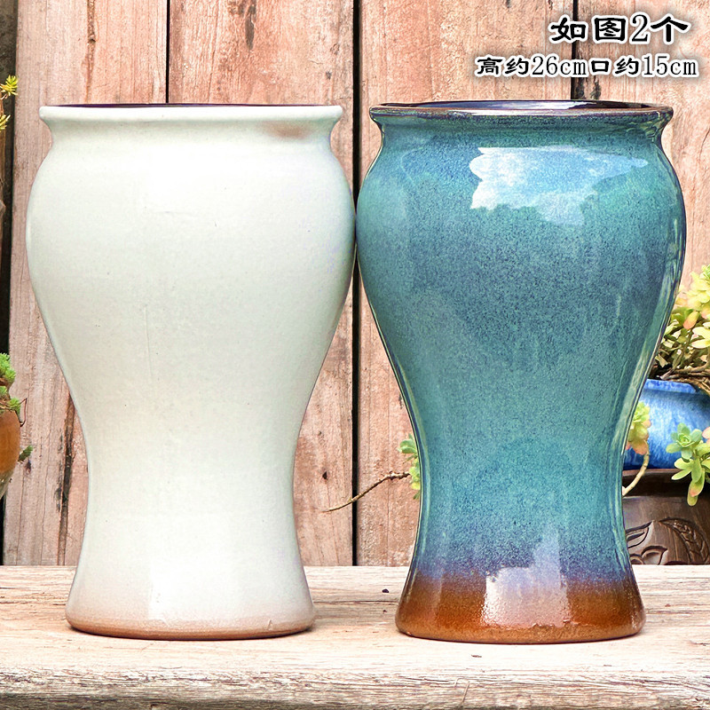 Yixing Coarse Pottery Succulent Flower Pot with Cut Edges, Breathable Extra-Large Ceramic Pot for Plants Like Senecio Senegalensis