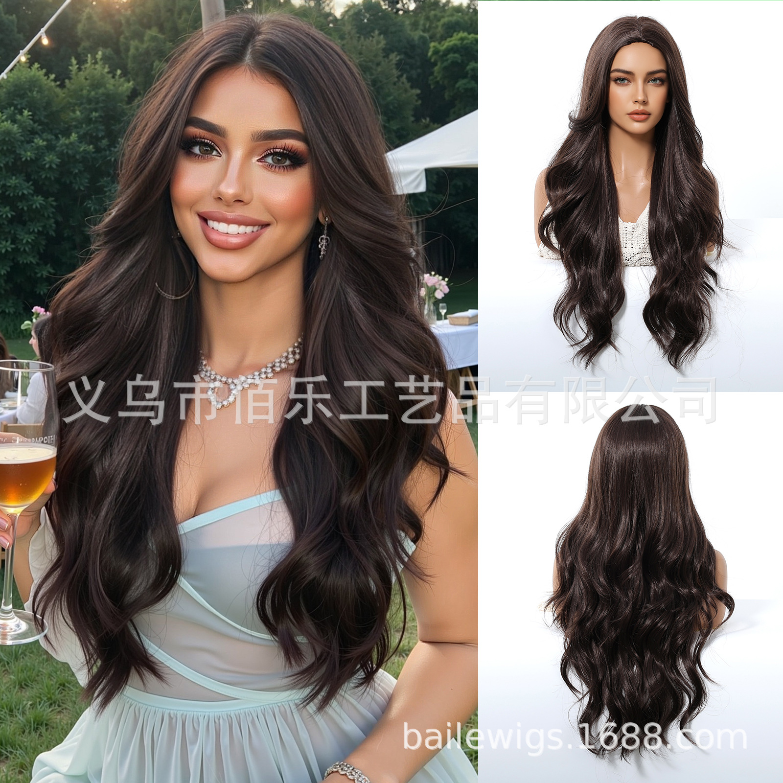 Venta en caliente pelucas negras naturales de cabello rizado de fibra química de cabello femenino Europa y América al por mayor en stock