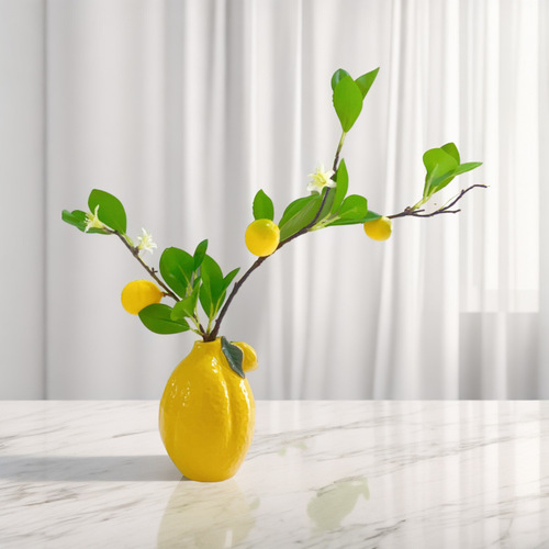 Lemon Ceramic Vase Ornament Nordic Ins Feng Shui Plant Pot Flower Vase Home Fresh Desktop Decor Craft