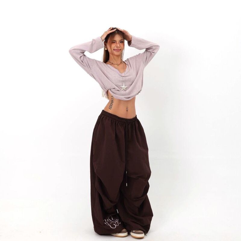【Summer Quick-Dry】American Street Style Loose Slimming Lazy Unisex Quick-Dry Embroidered Multi-Pocket Cargo Paratrooper Pants