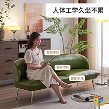 客厅小户型沙发油蜡皮沙发复古绿色卧室公寓接待服装店双人小沙发