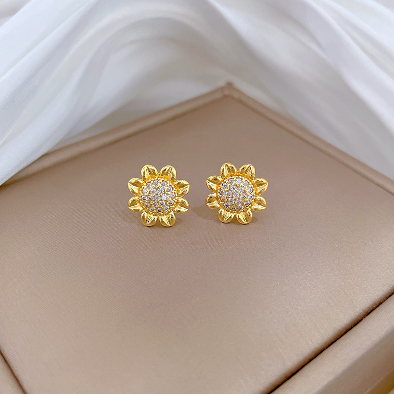 Wunderschöne Sonnenblumenhalskette Mit Strass Aus Titanstahl_voghion.com