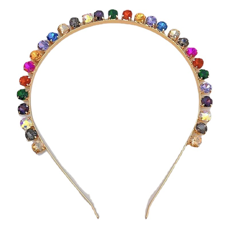 Diadema de cristal estéreo de estilo coreano, diadema de cristal colorida geométrica, accesorios para el cabello, diadema de palacio retro, venta al por mayor