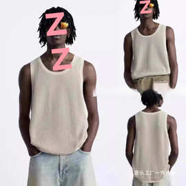 2026夏季新品 男装 美式针织背心式宽圆领无袖T恤 3284427 712