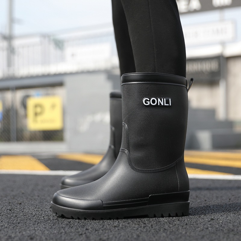 Men's Snowboard Rain Boots with Heating, Non-slip, High-cuff Integrated Waterproof Shoes, Kitchen Rubber Shoes, Mid-cuff, Car Washing, Fishing Shoes