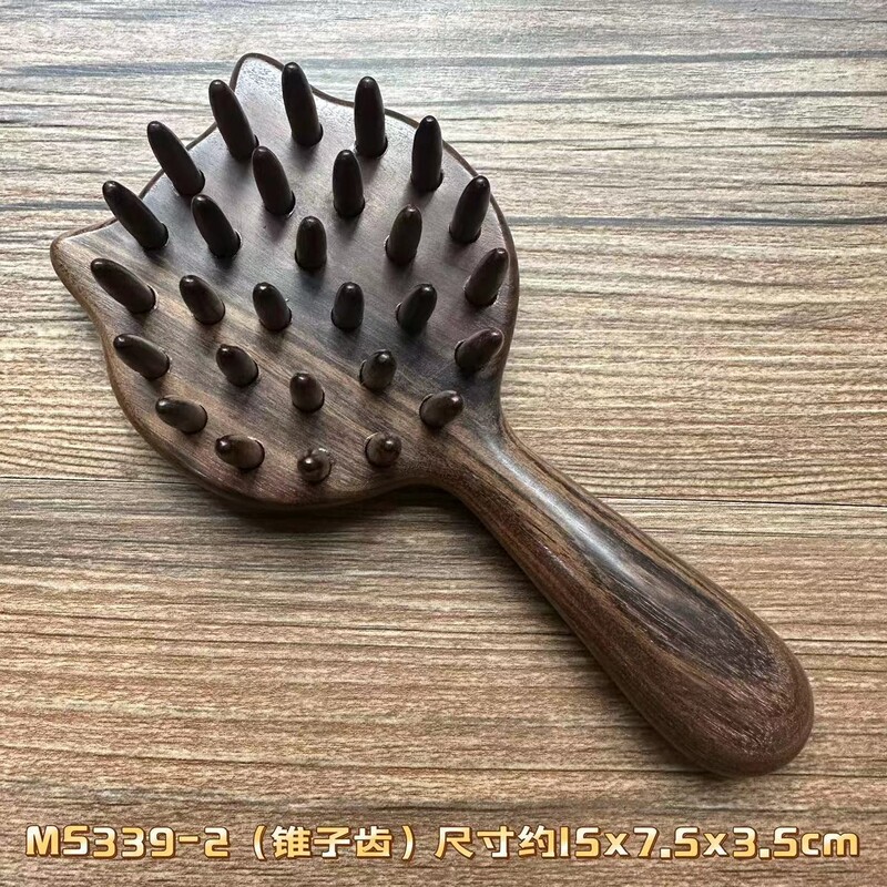 黑檀木按摩梳高级感手工彩绘梳子礼品穴位经络刷头皮肩颈小巧便携|undefined