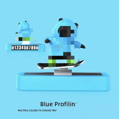 Car ornaments Dashboard Moving Bear, Sliding - desktop-number-plate-blue