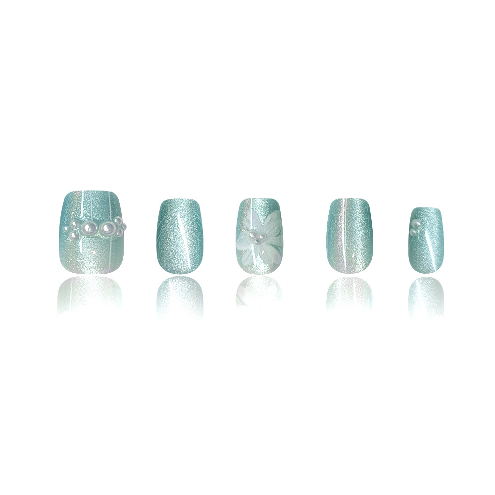Camellia flor, parche de uñas de fototerapia simple, perla de uñas, 10 piezas de código decimal, uñas de ojo de gato hechas a mano. image 6