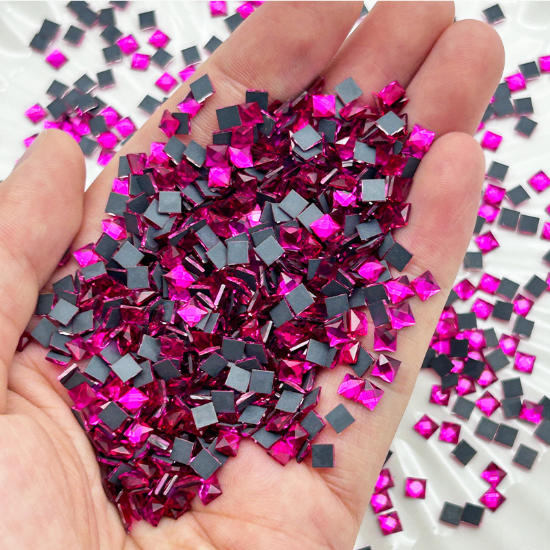 Diamante de cristal cuadrado de fondo plano DIY teléfono móvil manicura diamante plano accesorios de ropa diamante en caliente joyería diamante de imitación al por mayor