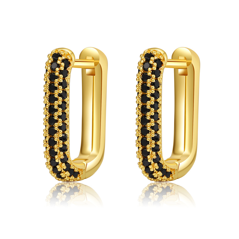 Fashion U Shape Copper Plating Zircon Earrings 1 Pair