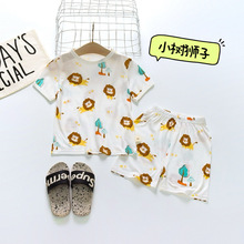包邮Yikids小童全棉夏季家居服短袖短裤套装宝宝薄款柔软亲肤睡衣