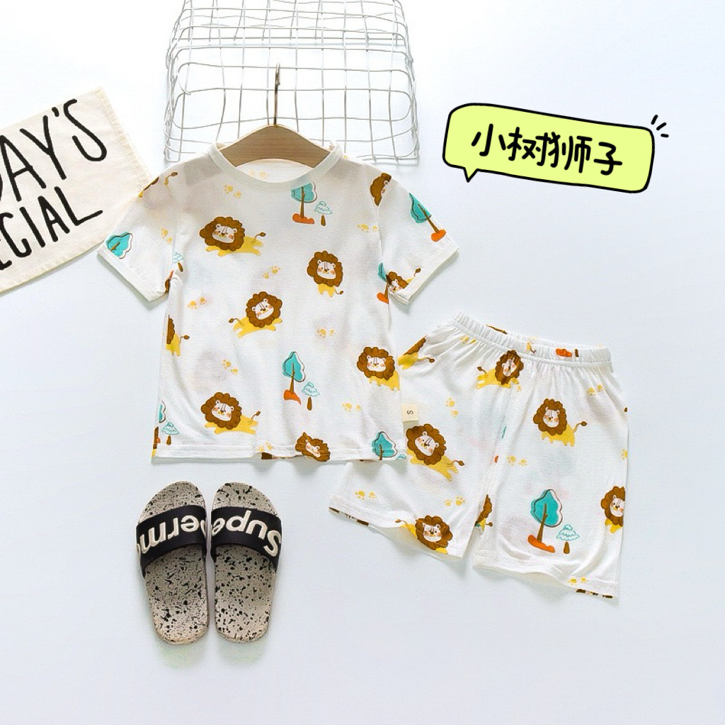 包邮Yikids小童全棉夏季家居服短袖短裤套装宝宝薄款柔软亲肤睡衣