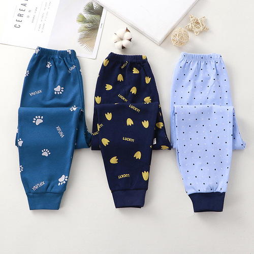 Children's clothing, large children's single pants, pure cotton bottoming long johns, boys and girls clothes, spring and autumn pajama pants manufacturers, dropshipping