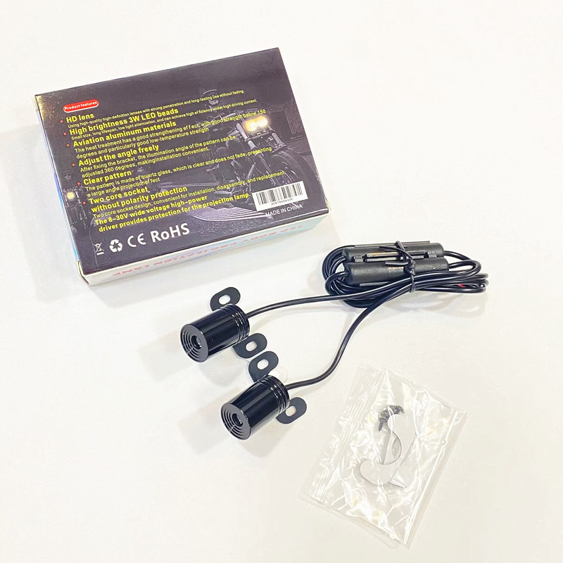 Venta directa de fábrica de luces de piso para motocicletas, luces de proyección de alas de ángel, luces de bienvenida, luces de alfombra, luces ambientales generales modificadas