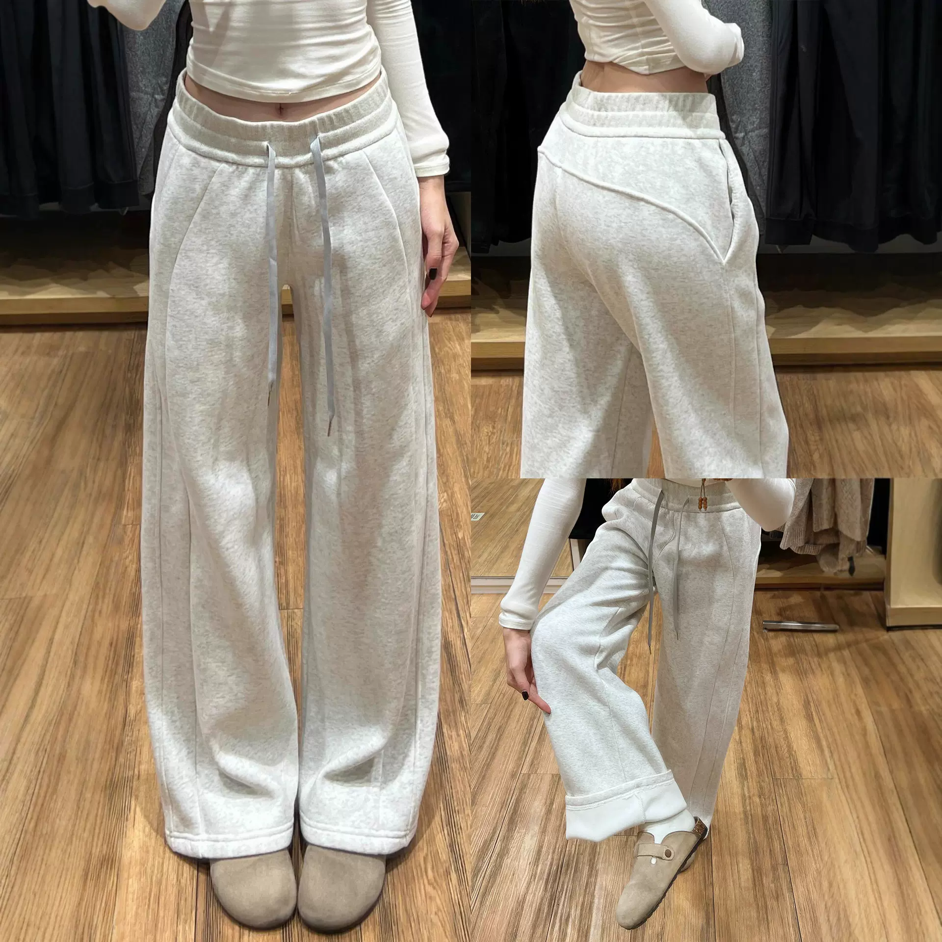 美式运动裤女春秋2025新款高腰显瘦lulu同款直筒加绒休闲阔腿卫裤