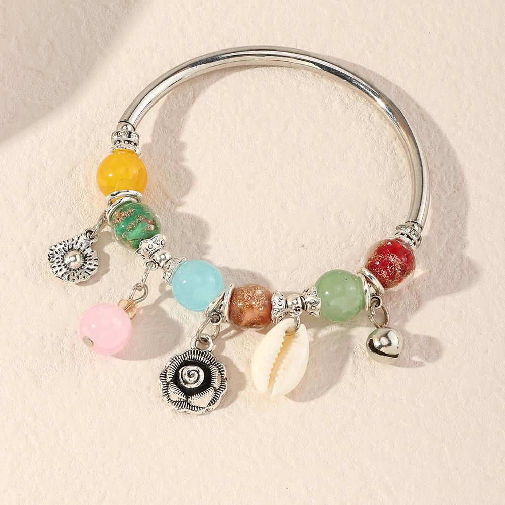 Glass Bead Shell Flower Pendant Adjustable Bracelet wholesale jewelry Nihaojewelry