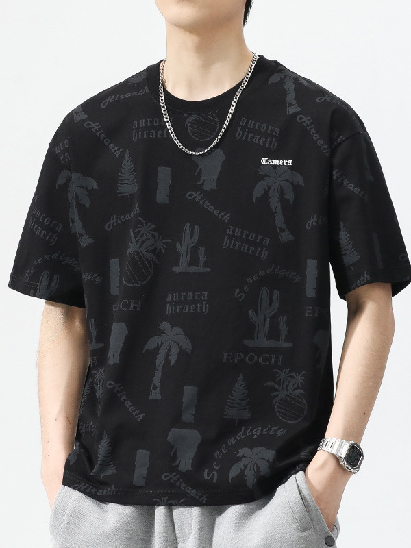 2025 新しい夏のアイスシルククール半袖メンズ Tシャツ速乾性ルーズカジュアル半袖ラウンドネックトップトレンディな男性|undefined