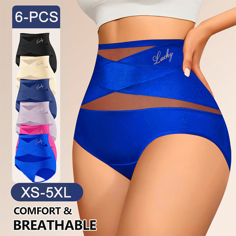 [Cross-Border Supply] Amazon European and American Large Size Women's Underwear High Waist Tummy Control Underwear Briefs Temu Xiyin