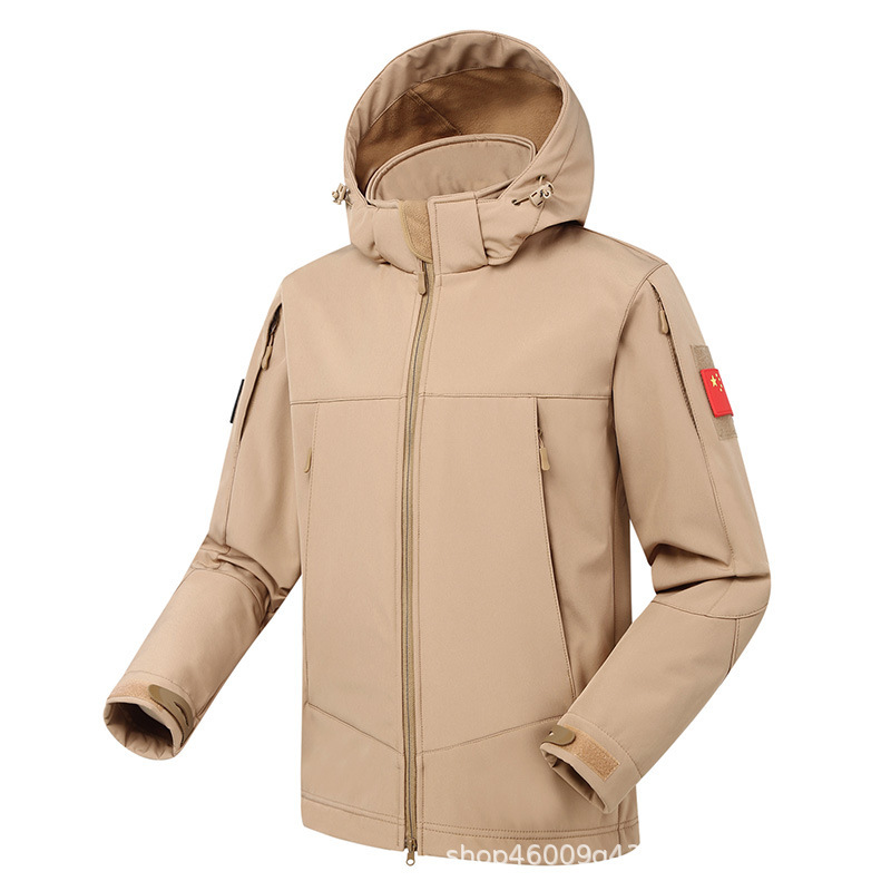 Autumn and winter outdoor soft shell jacket plus velvet three-in-one composite jacket jacket waterproof windproof warm mountaineering suit