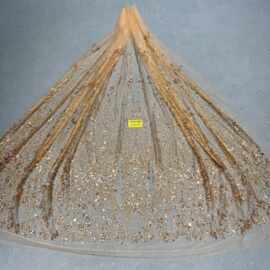 现货洒金花型款花型26#LC3177婚纱礼服面料 网纱 喷金花型面料