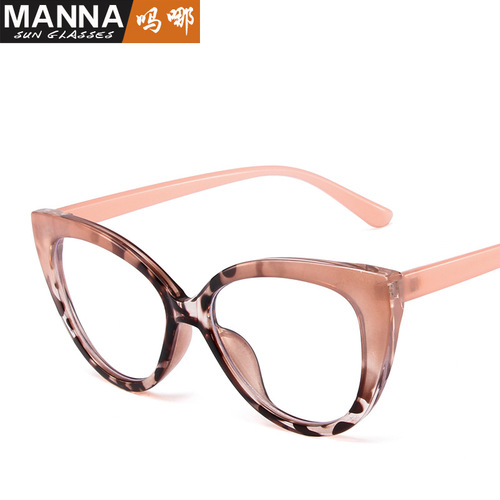 Fashionable cat-eye TR anti-blue light glasses, European and American trendy splicing color glasses frames, simple and comfortable, flat mirrors can be worn with glasses