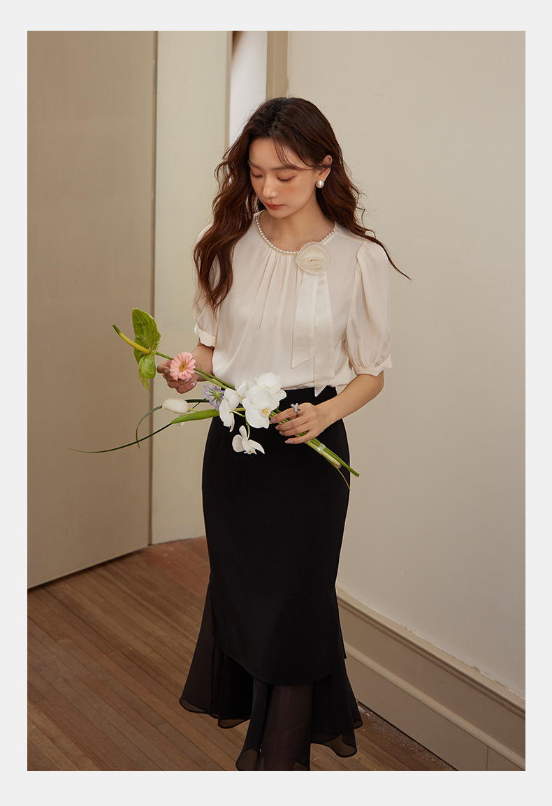 起范2024夏季新品网纱拼接半身裙女高腰显瘦时尚百搭包臀裙82352 pic 10