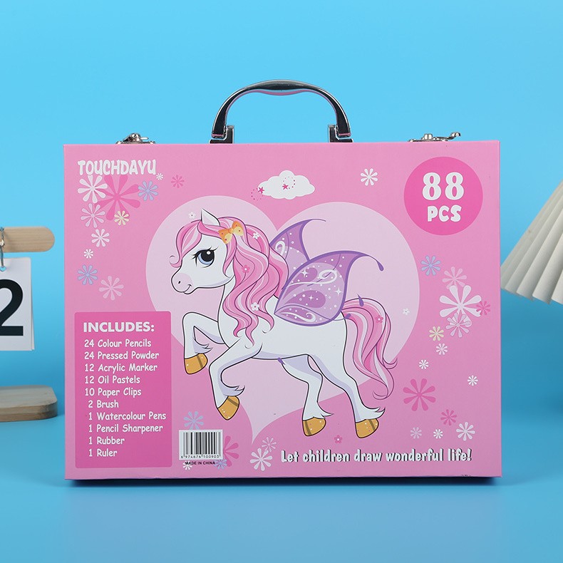 145 caja de aluminio de doble capa, bolígrafo de acuarela, juego para niños, herramienta de dibujo, caja de regalo de pintura, pintura de arte, juego completo de lujo