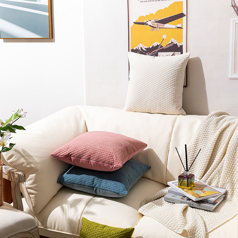 New Nordic Simple Dutch Velvet Three-Dimensional Embossed Twill Large Pillow Cushion Sofa Waist Pillowcase_voghion.com