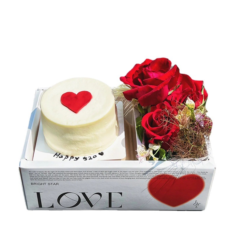 Caja de pastel de flores de estilo coreano de celebridades en línea caja de pastel de flores de amor transparente portátil de día de san valentín chino