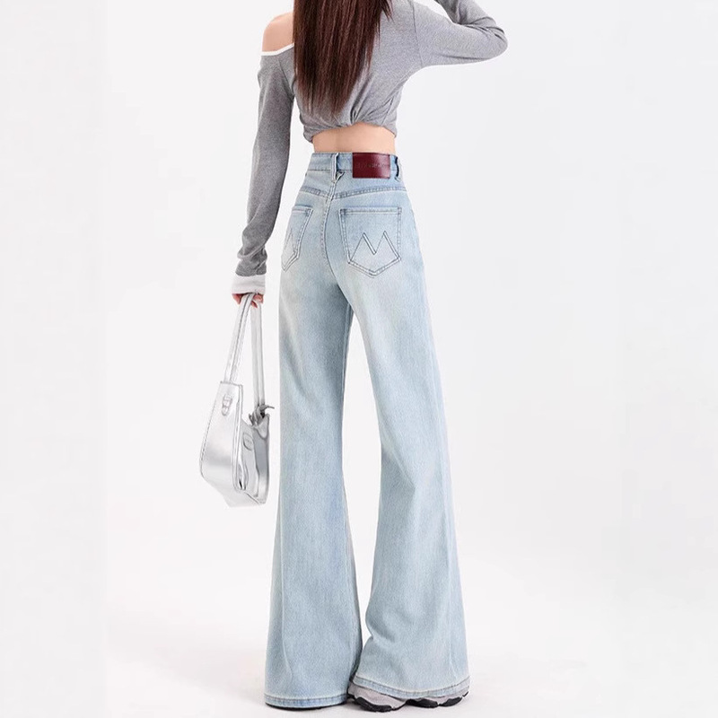 Light-Colored High-Waisted Stretchy Slightly Spicy Jeans for Women 2025 Spring and Autum New Slim Fit Versatile Loose Slimming Look Flared Pants Light-Colored High-Waisted Stretchy Slightly Spicy Jeans for Women 2025 Spring and Autum New Slim Fit Versatile Loose Slimming Look Flared Pants