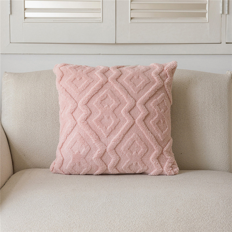 Cojín de sofá de felpa de color sólido, moderno y minimalista, para sala de estar, decoración de habitación modelo, cojín para cabecera