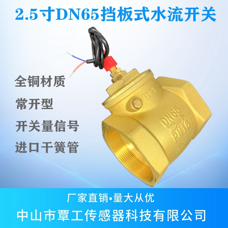 源头厂家传感器全铜2.5寸DN65挡板式水流量感应开关
