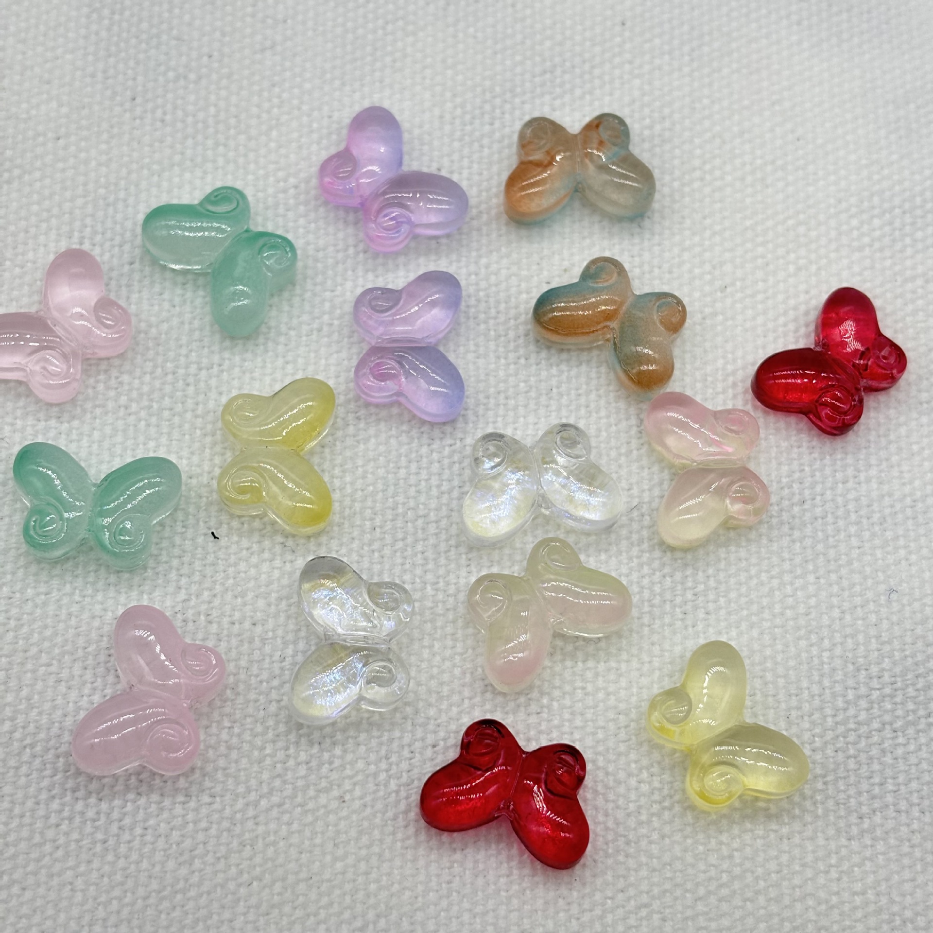 透明胖蝴蝶琉璃直孔珠diy手工古风发簪手链流苏服装头饰材料批发