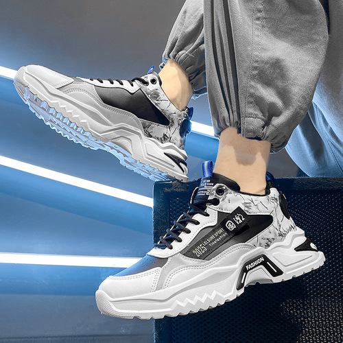 Versatile men's shoes 2024 spring new fashion thick-soled casual shoes daily heightening sports trendy shoes men's wholesale cross-border