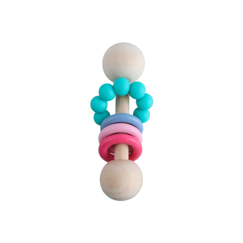 Nuevos juguetes creativos para niños de goma de madera para bebés agarrar mano de agitación de perlas de molar para bebés ejercicio interactivo varilla