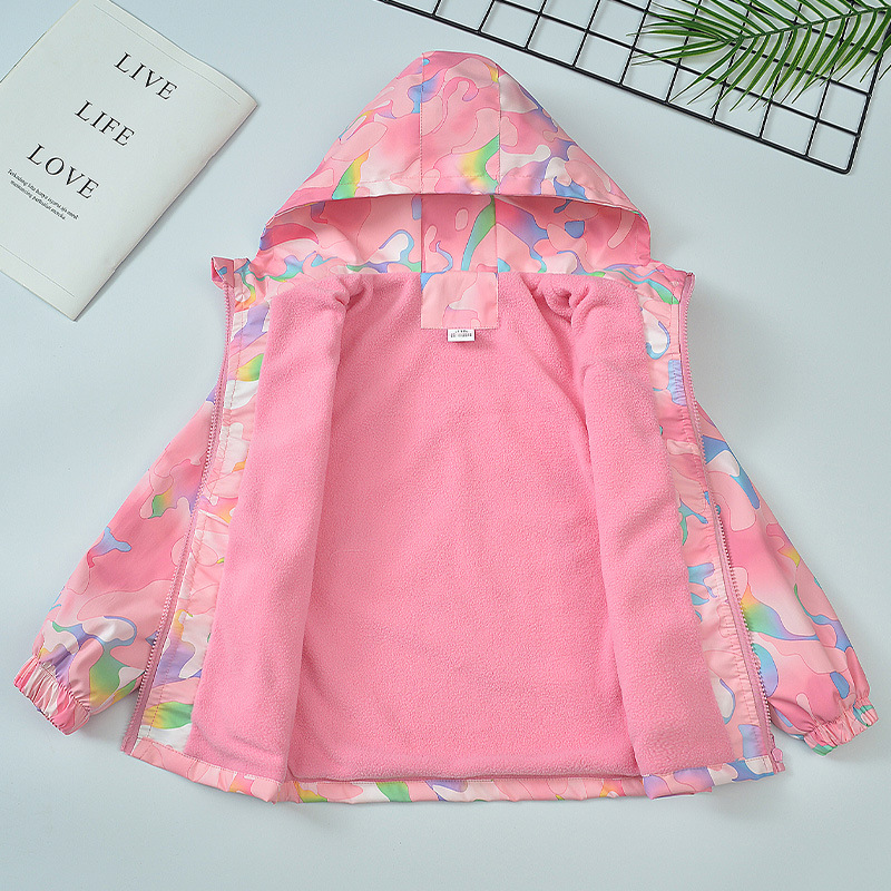 Fleece-lined outdoor sports jacket for boys and girls, spring and autumn wear, 2026, for older children, Korean style.